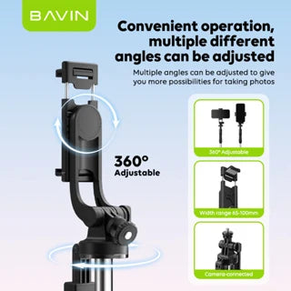 BAVIN P15 Multifunction Selfie Stick Stable Tripod Stand 360 Rotation