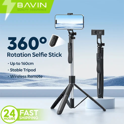 BAVIN P15 Multifunction Selfie Stick Stable Tripod Stand 360 Rotation