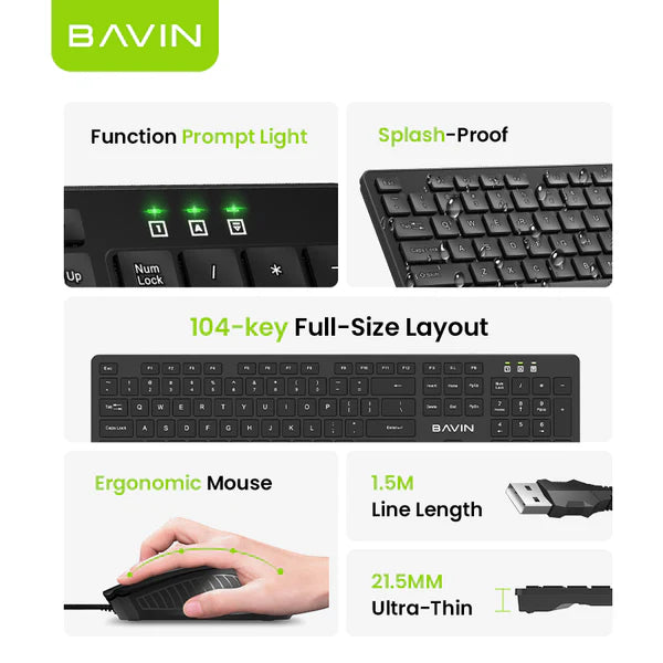Ensemble clavier et souris filaires BAVIN