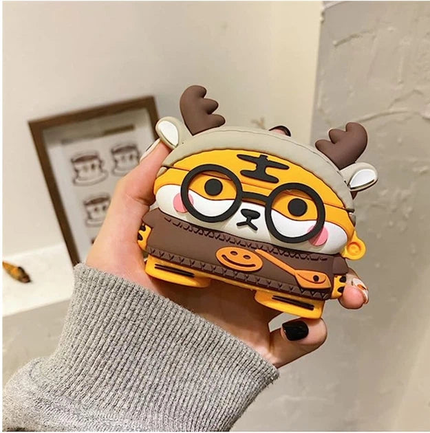 Étui Airpods motif Tigre dessin  - En silicone souple KZA015