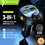 Chargeur de voiture et lecteur MP3 Bluetooth 3-en-1 BAVIN