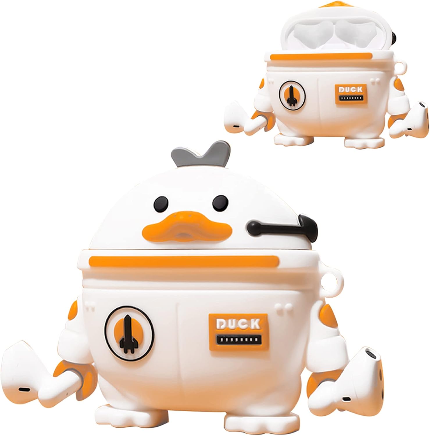 Étui Airpods motif canard de l'espace - En silicone souple KZA014