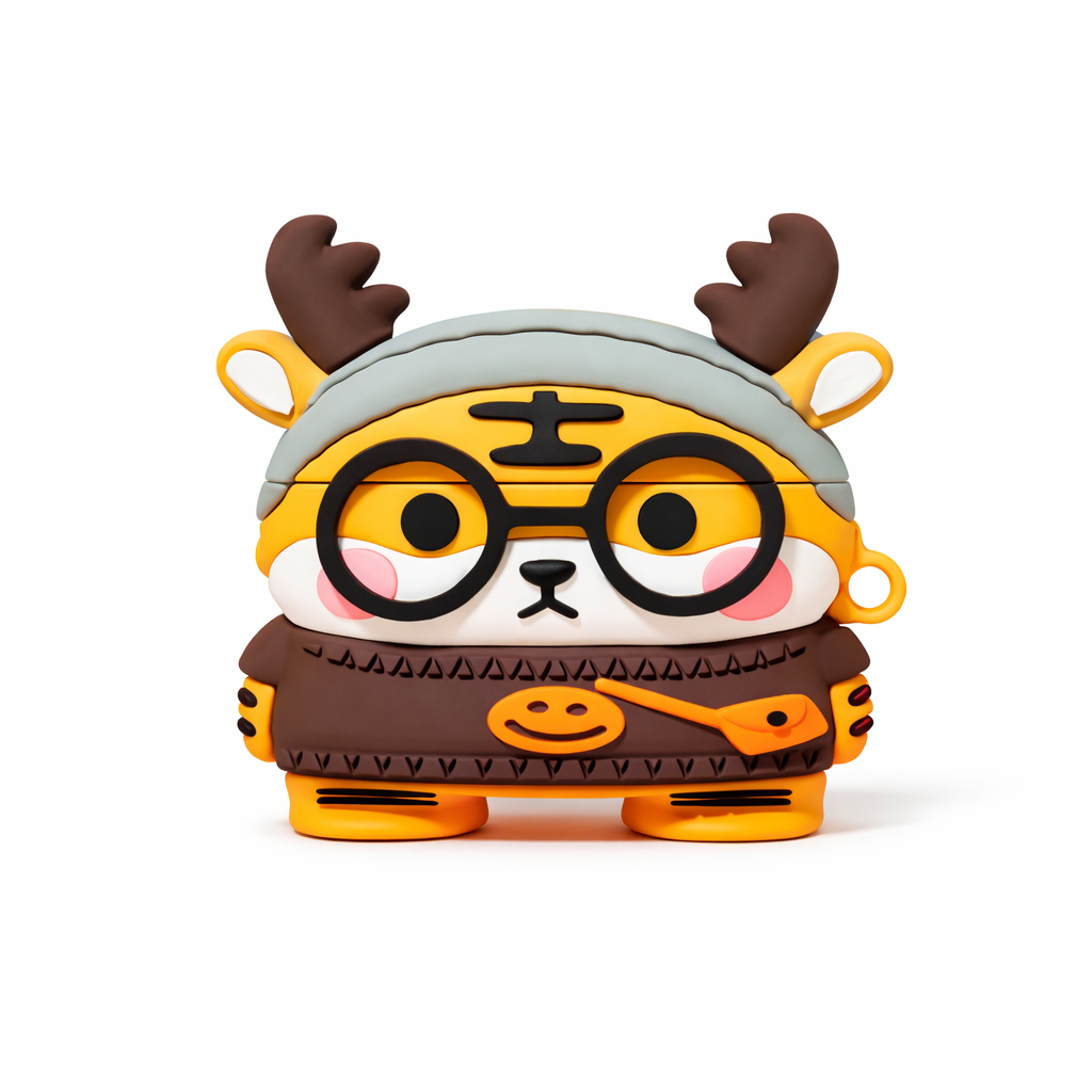 Étui Airpods motif Tigre dessin  - En silicone souple KZA015