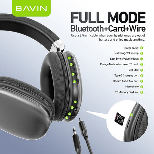 BH-55 Casque Bluetooth BAVIN