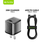 20W Mini Fast Charger + Cable 60W TYPE C Bavin PC-996Y EU