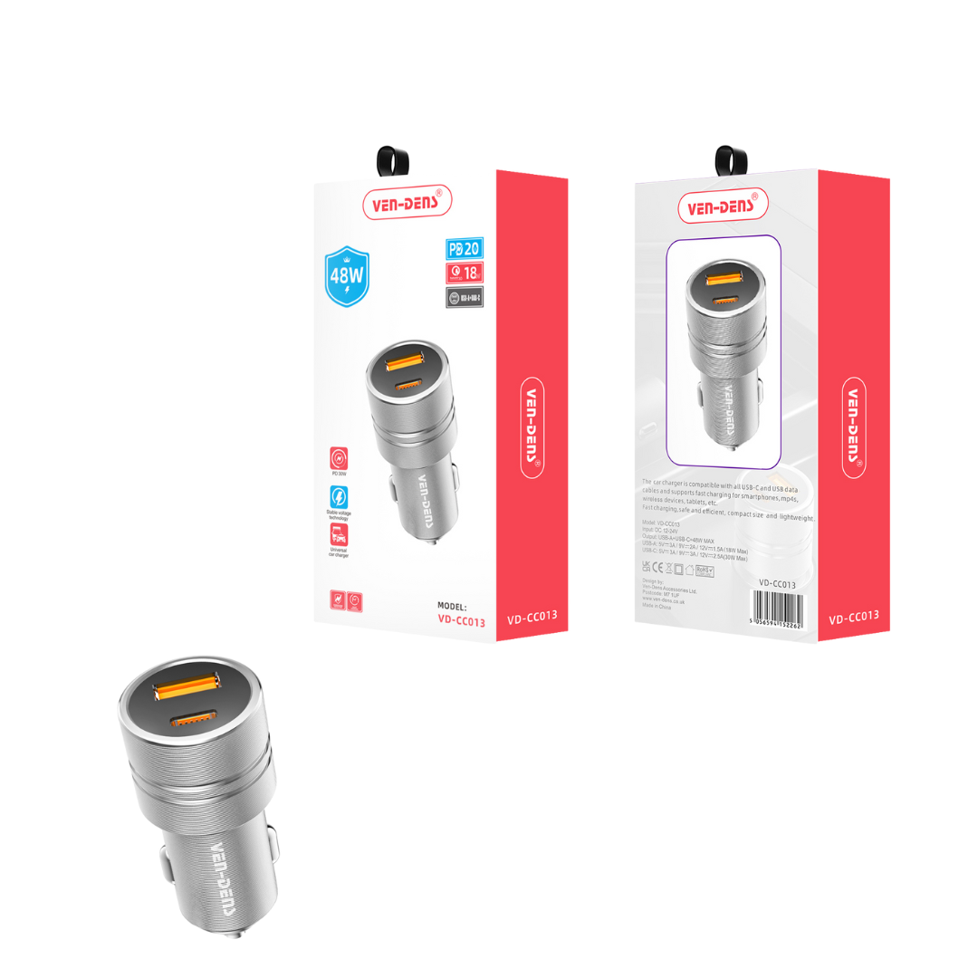 Chargeur de voiture à double port de 48W Ven-Dens
