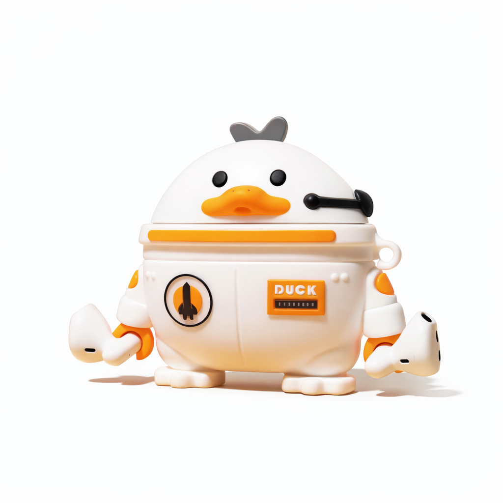 Étui Airpods motif canard de l'espace - En silicone souple KZA014