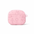 Étui Airpods Fleur Rose - En silicone souple KZA011