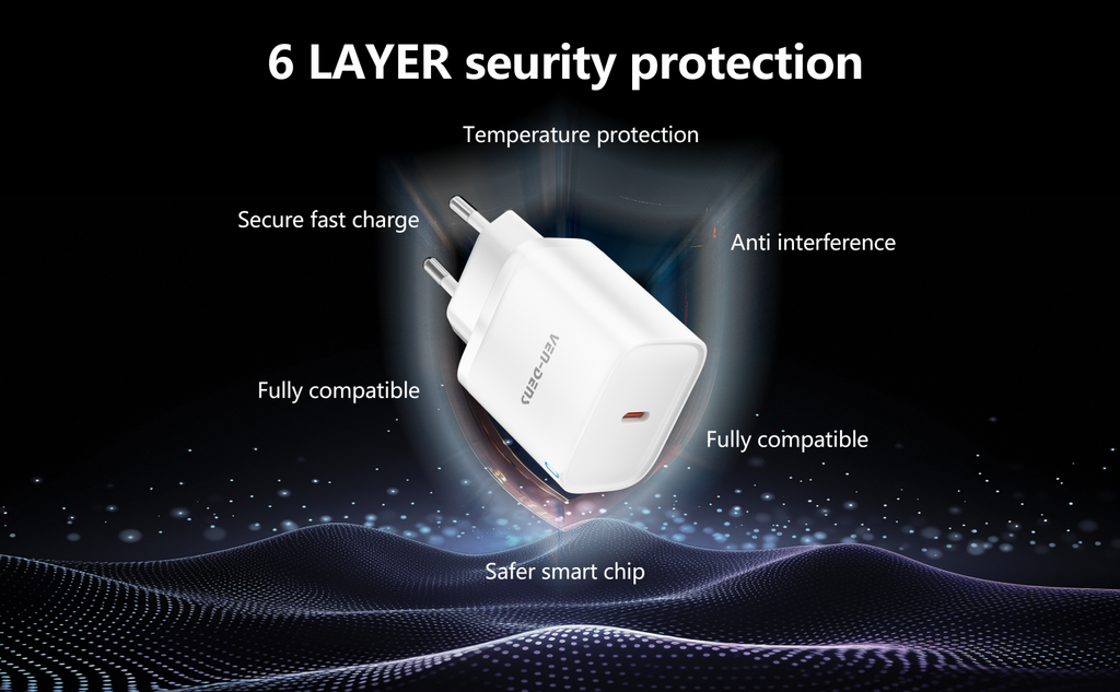Chargeur 20W Rapide pour iPhone-Ven‑Dens🇬🇧 VD‑TC012BC
