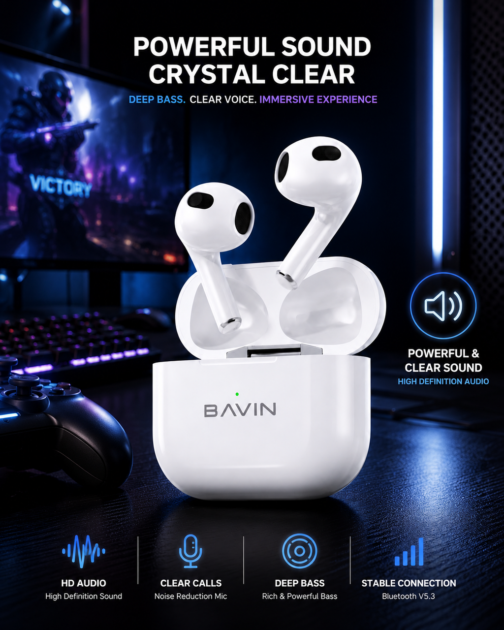 BAVIN-34 Ecouteur Bluetooth BAVIN