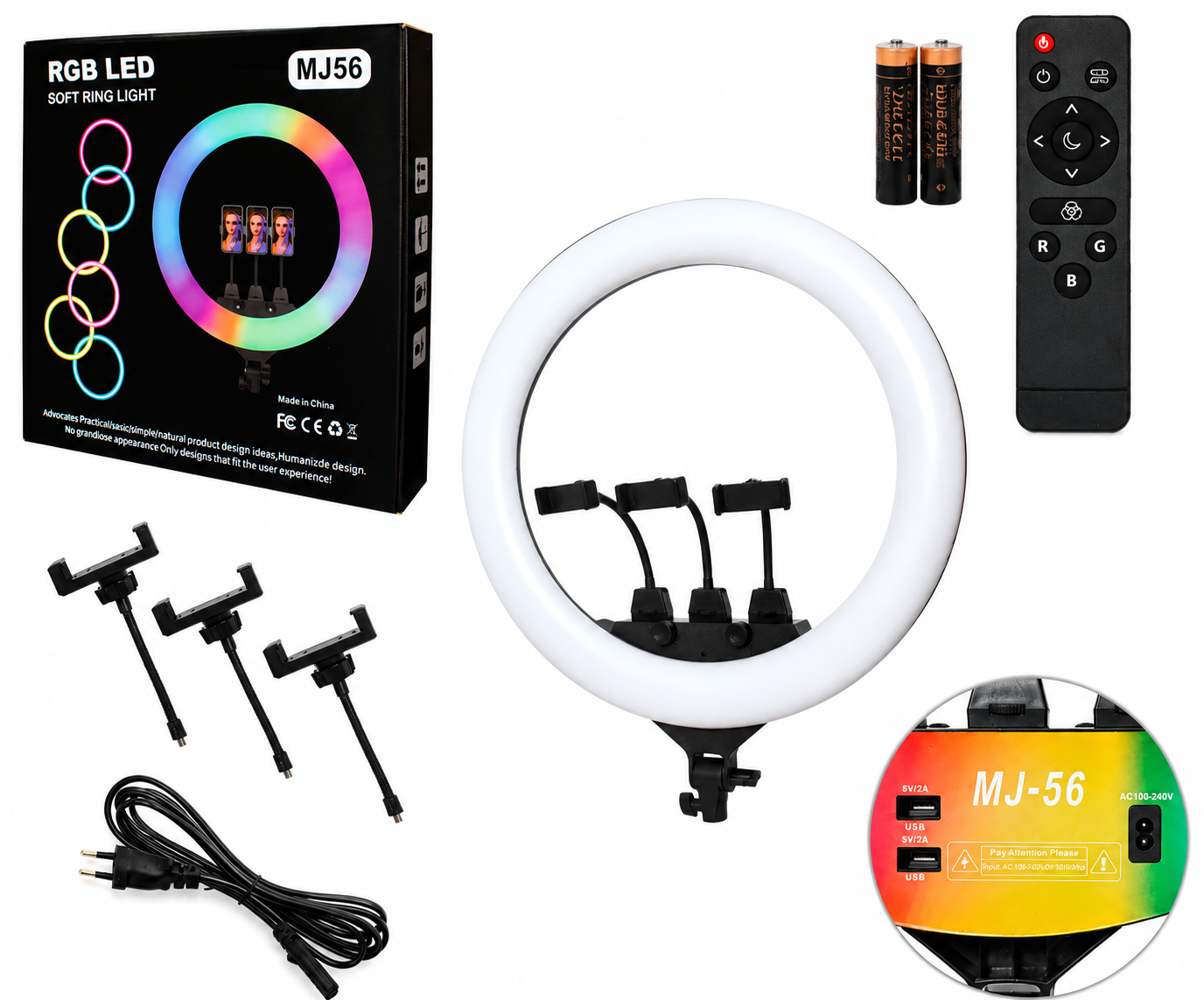 Ring Light MJ56 RGB avec Trépied