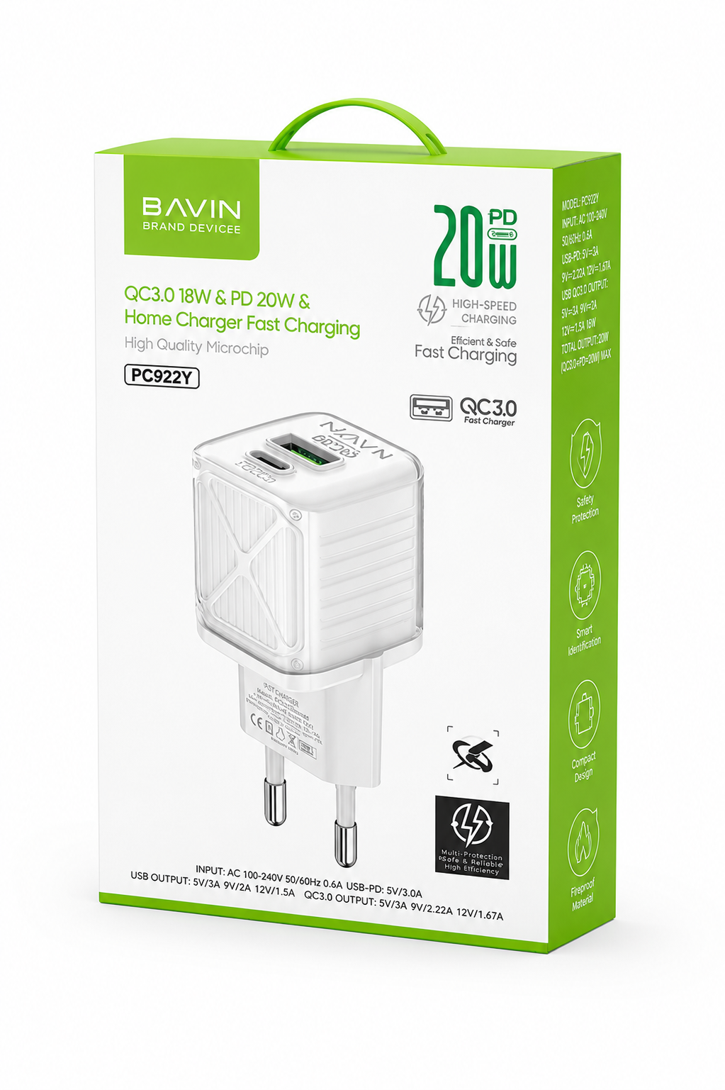 Chargeur de téléphone portable 20w BAVIN PC-922Y
