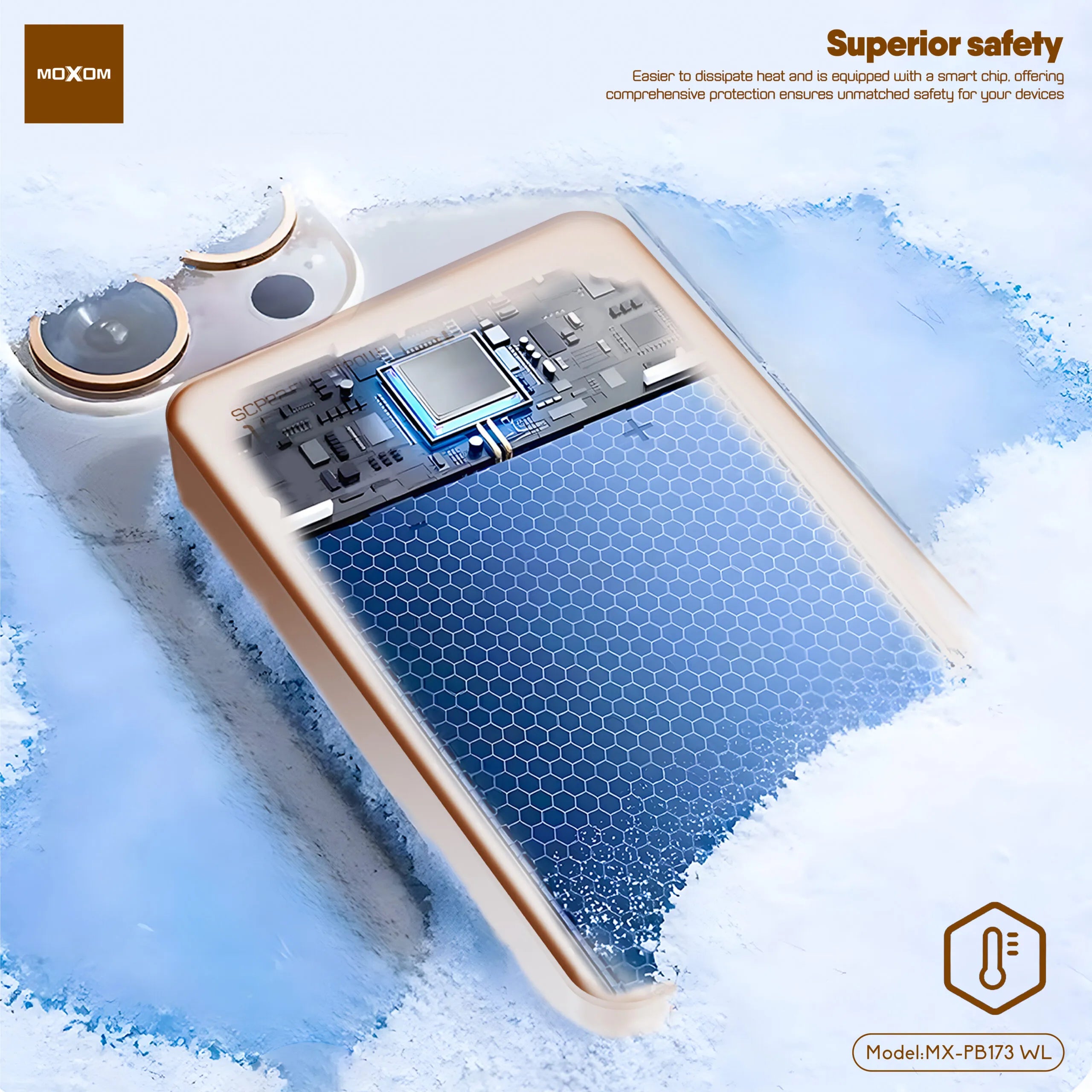 MX-PB173 Magsafe PowerBank en Aluminium Gold