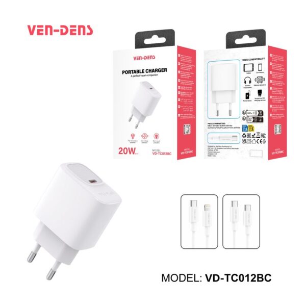 Ven‑Dens VD‑137BAC – Chargeur Secteur USB Multi‑Ports Ultra‑Rapide