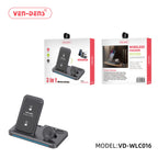 Ven‑Dens VD‑WLC016 – Chargeur Sans Fil 15W 3‑en‑1