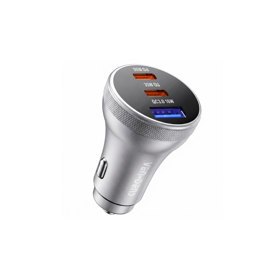 Ven‑Dens VD‑CC012 – Chargeur Voiture Puissant 90 W 3 Ports