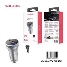 Ven‑Dens VD‑CC012 – Chargeur Voiture Puissant 90 W 3 Ports