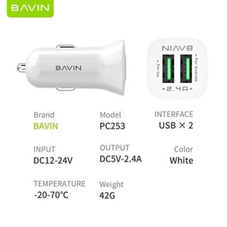 BAVIN PC253 – Chargeur Voiture 2,4A avec 2 Ports USB